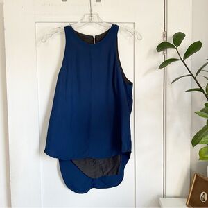 Rag & Bone Clemence Silk Zip Back Tank in Blue
